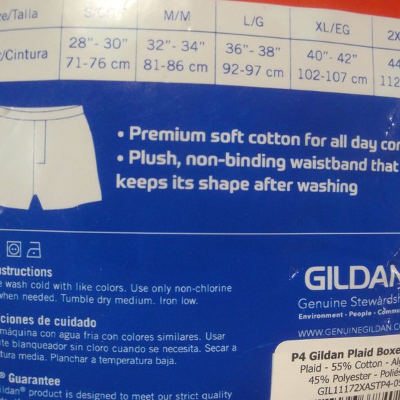 Gildan Premium Cotton Woven Men's Boxers Brand New 4 Pack Size 2XL 44-46 - Picture 9 of 9